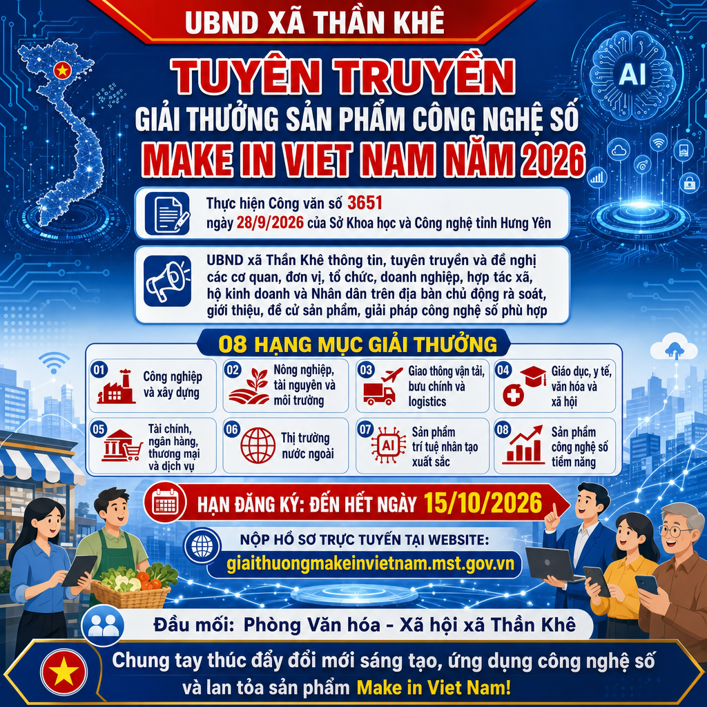 TUYÊN TRUYỀN GIẢI THƯỞNG SẢN PHẨM CÔNG NGHỆ SỐ MAKE IN VIET NAM NĂM 2026